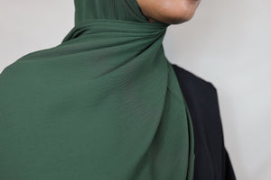 Dark Green Crinkled Chiffon