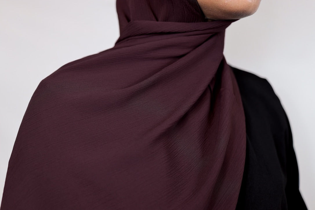 Burgundy Crinkled Chiffon