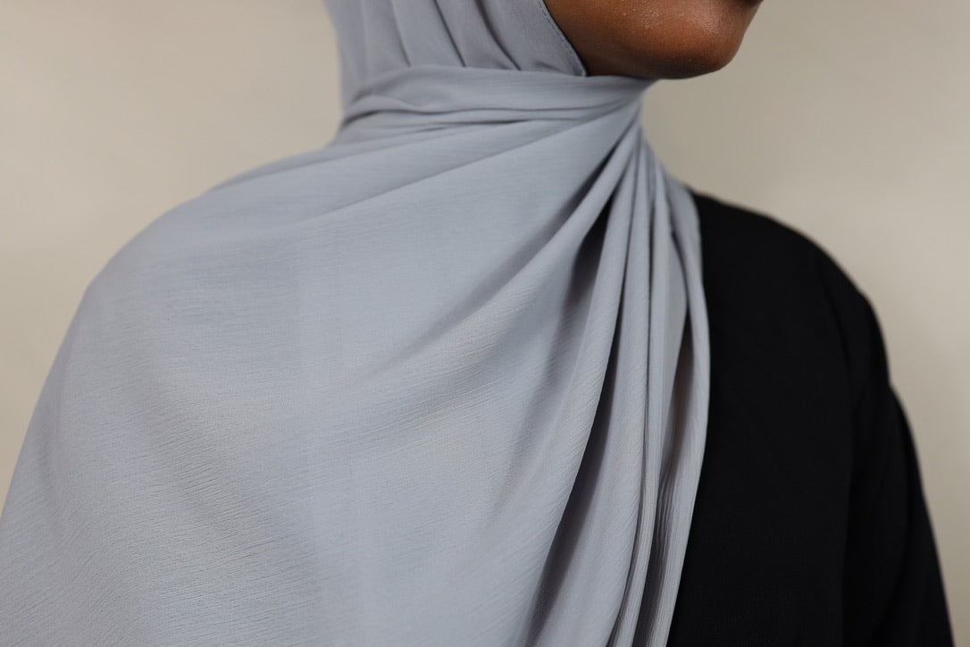 Winter Blue Crinkled Chiffon